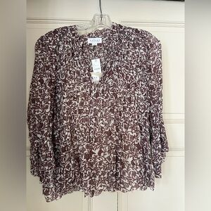 Velvet Women's Top - Brown and White Floral